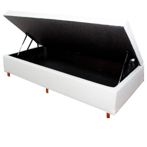 Base Box Solteiro Baú Avalon Corino Branco –