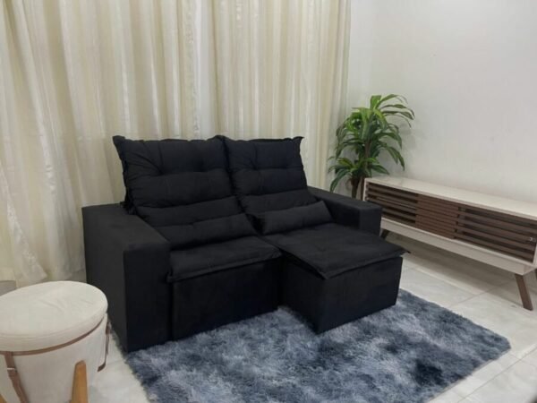 Sofá Retrátil Reclinável Beatriz 1.90m – Preto Veludo