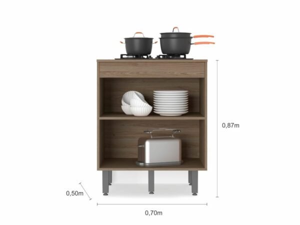 Balcão 70 para Cooktop 4 Bocas Barcelona Carvalho/Off White – POLIMAN - Image 2