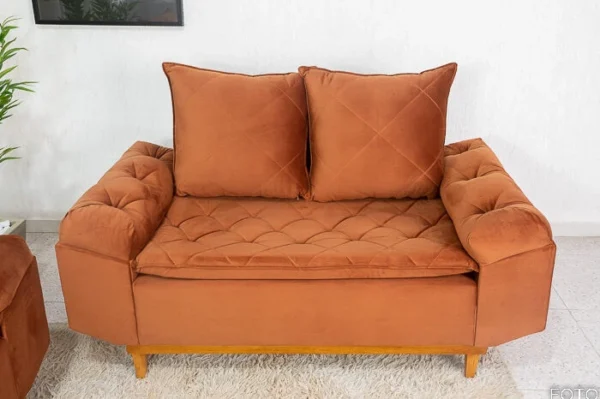 Sofá 2 lugares Bélgica 1.60m Veludo Terracota