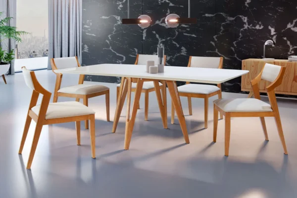 Mesa de Jantar Sparta com 6 Cadeiras Sparta - 160x90cm.