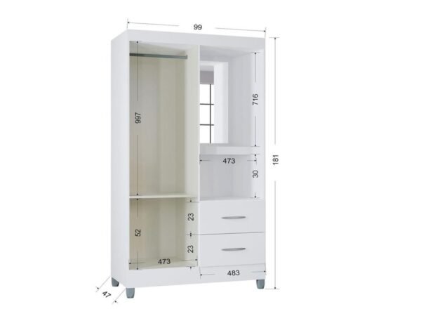Guarda-Roupa Capelinha Córdoba 2 Portas e 2 Gavetas - Image 3