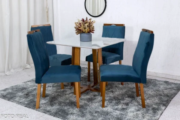 Mesa de Jantar Pedro Mel Tampo Vidro Off 90×90