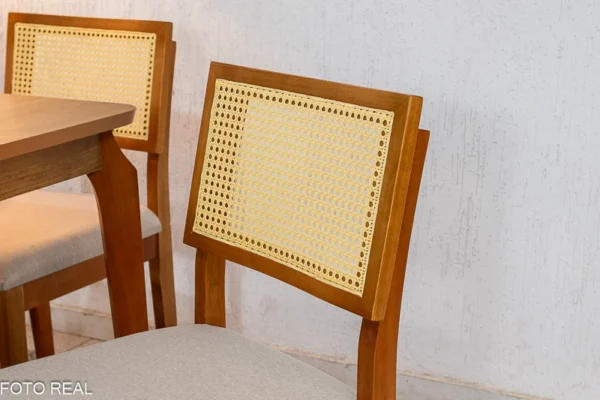 Mesa de Jantar Alegra Tampo Cinamomo 120×80 4 Cadeiras Jade Linho Bege - Image 4