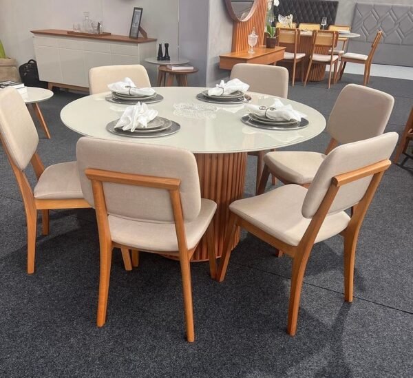 Mesa Viena Redonda, Côr Freijó/Off White 136x136
