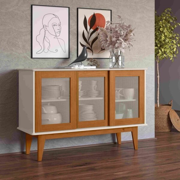 Buffet Detroit 3 Portas, Côr Off White/Nature, da Tebarrot Brasil