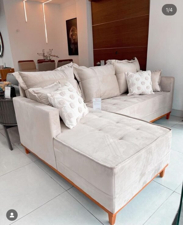 SOFÁ CHAISE SF.2210 LINHO CINZA 1008