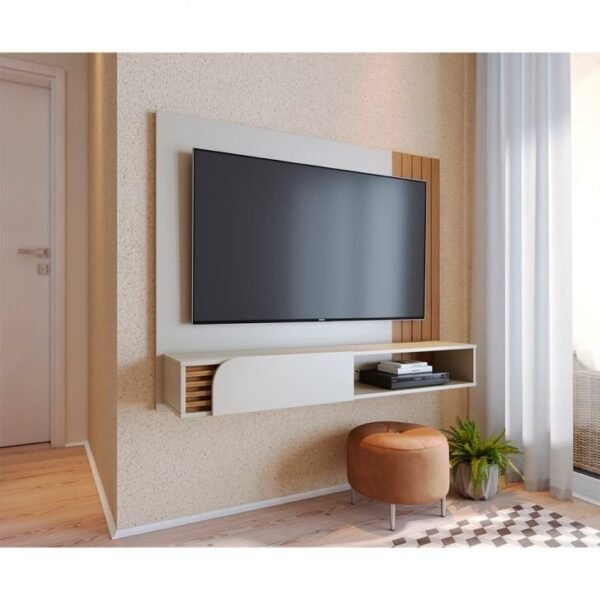 Painel para TV até 60 Polegadas Jurerê  Off White e Freijó