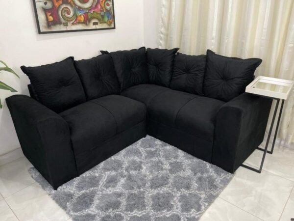 Conjunto de sofá de canto 2 x 3 lugares Félix – Preto/Floral Flex