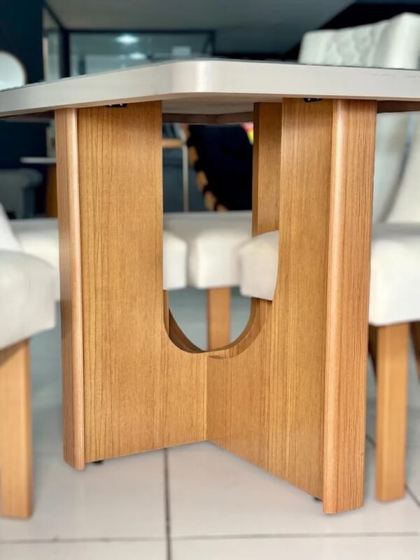 Conj. Mesa Dora 120X80 (Cinamomo/Off White) C/4 Cadeiras total - Image 2